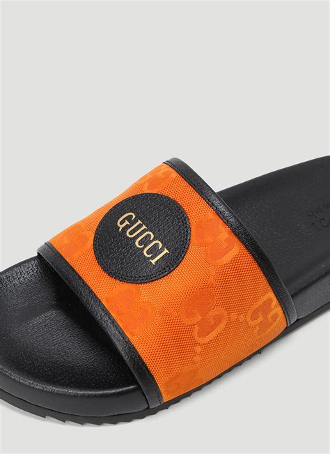 blue and orange gucci shoes|orange Gucci slides.